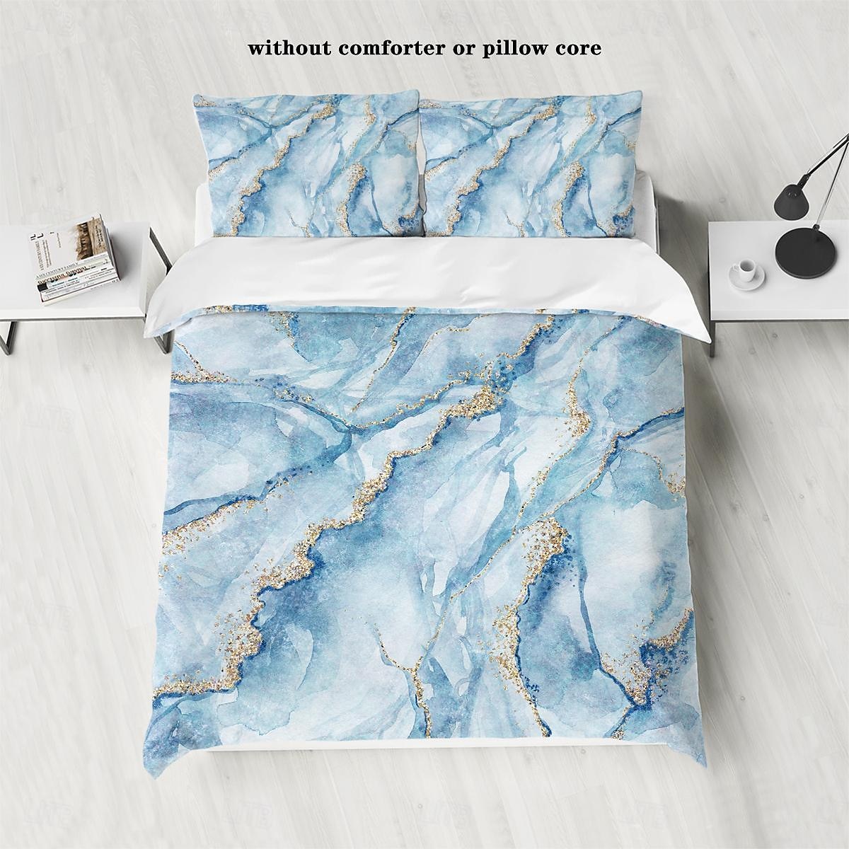 3-teiliges Daunenbettbezug-Set mit nordischem Marmor-Abstrakt-Aquarellmuster für Hotelschlafzimmer, Gästezimmer und komfortables Hotelbettwäscheset 2025 - $31.99 –P9