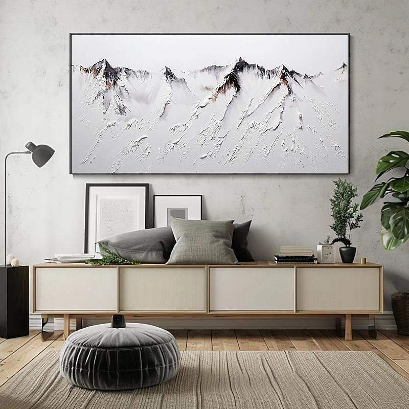 3D-Ölgemälde mit Bergmotiv, handgemalt, dickes Strukturölgemälde, beige-weißes Gemälde auf Leinwand, abstraktes strukturiertes Ölgemälde für Wandkunst, Gemälde für Wohnzimmer 2025 - $75.99 –P8