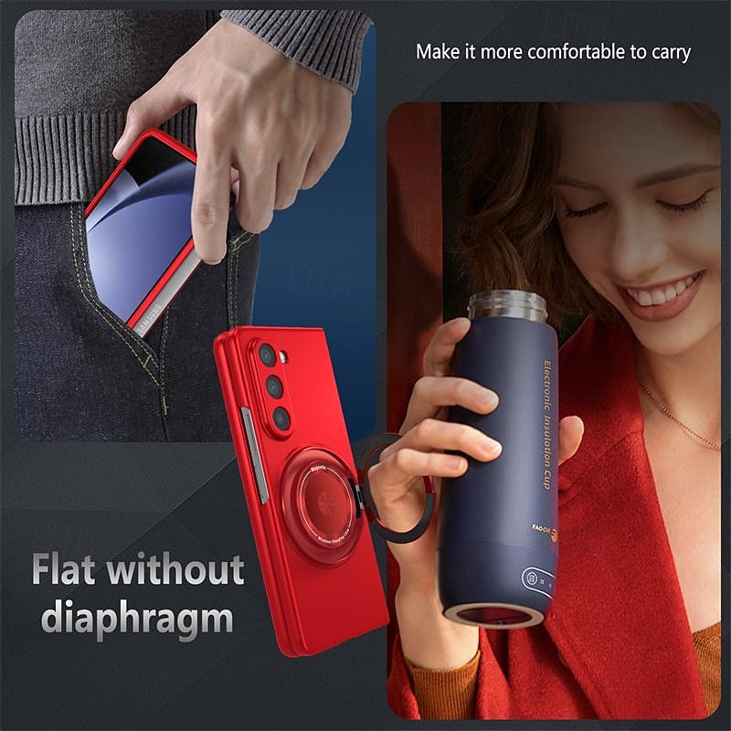 Phone Case For Samsung Galaxy Z Fold 7 Z Fold 6 Z Fold 5 Magnetic Adsorption with Stand Holder Support Wireless Charging Shockproof PC 2025 - $20.99 –P5