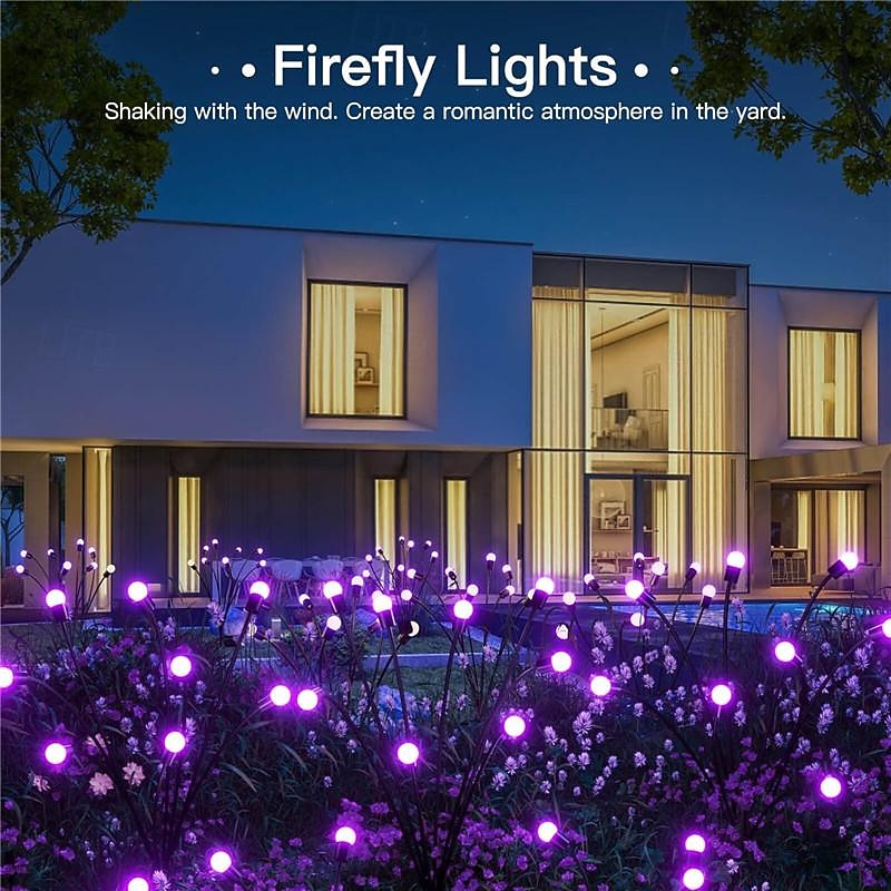 Zonne Wind-Swing Paarse Vuurvlieg Pad Lichten - Kleurveranderende LED Waterdicht Auto-On Perfect voor Tuin  Landschapsdecoratie 1/2 stuks voor Halloween 2026 - $16.49 –P5