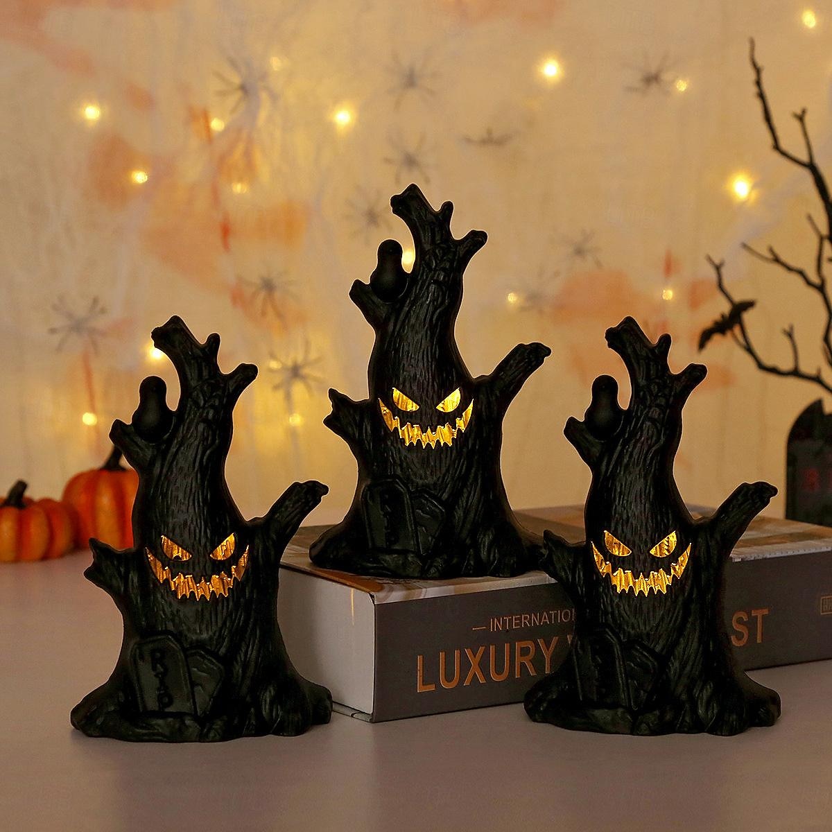 Halloween gejaagd huis licht decoratie licht spookstronk nachtlampje grimas led elektronisch kaarslicht halloween party thuis scène lay-out 1/3 stuks 2025 - $7.99 –P2
