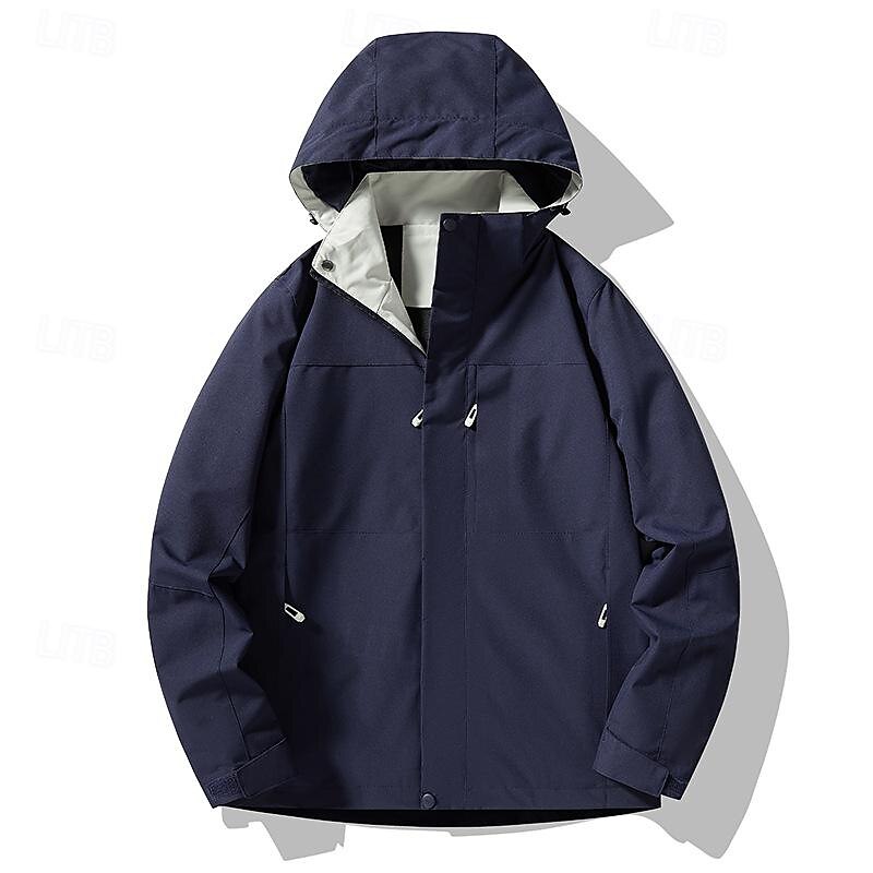 Men's Softshell Jacket Hiking Jacket Outdoor Color Block Windproof Water Resistant Hoodie Windbreaker Jacket Camping / Hiking / Caving Traveling Dark Grey Black Burgundy Navy Blue Light Grey 2025 - $42.99 –P4