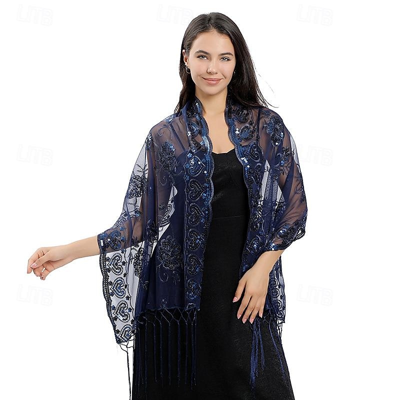 lange sjalomslag for kvinner fra 1920-tallet, kveldssjal med paljetter for kvinner formell/fest/bryllup/formell/harlem night 2025 - $27.99 –P10