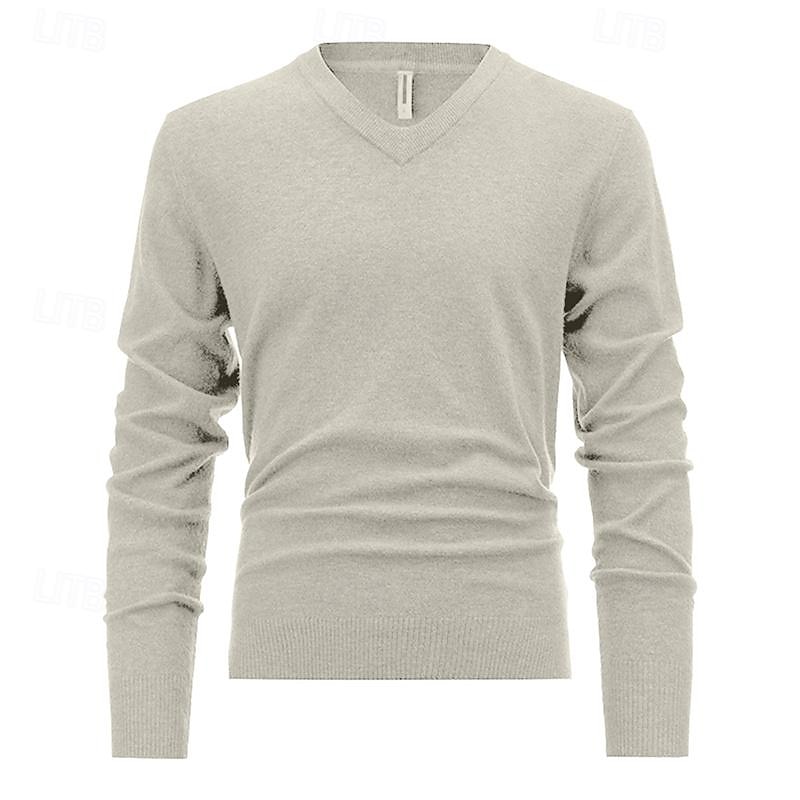Men's Pullover Sweater Jumper Knit Sweater Ribbed Knit Regular Knitted Plain V Neck Fashion Basic Daily Wear Date Clothing Apparel Fall & Winter Black White S M L 2025 - $33.99 –P1