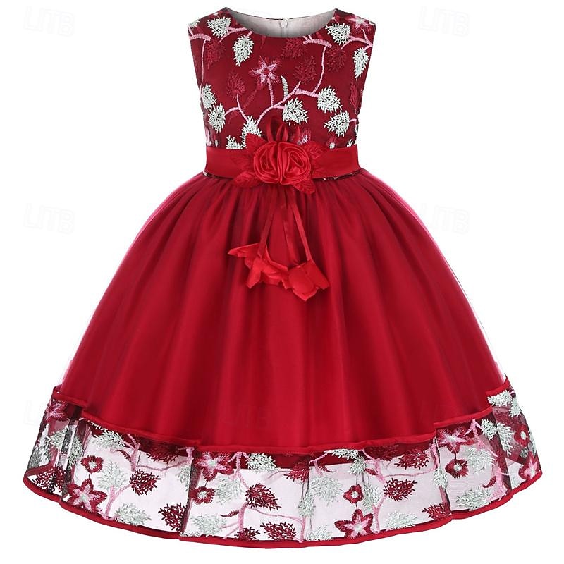 Mädchen' 3D Blume Blumenmädchen Kleid Party Kleid Ärmellos Sommer Leistung Hochzeit Party Prinzessin Schön Süß kinderkleidung 4-12 Jahre abendkleider Schaukelkleid A Linie Kleid Midi Regular Fit 2025 - $31.99 –P5