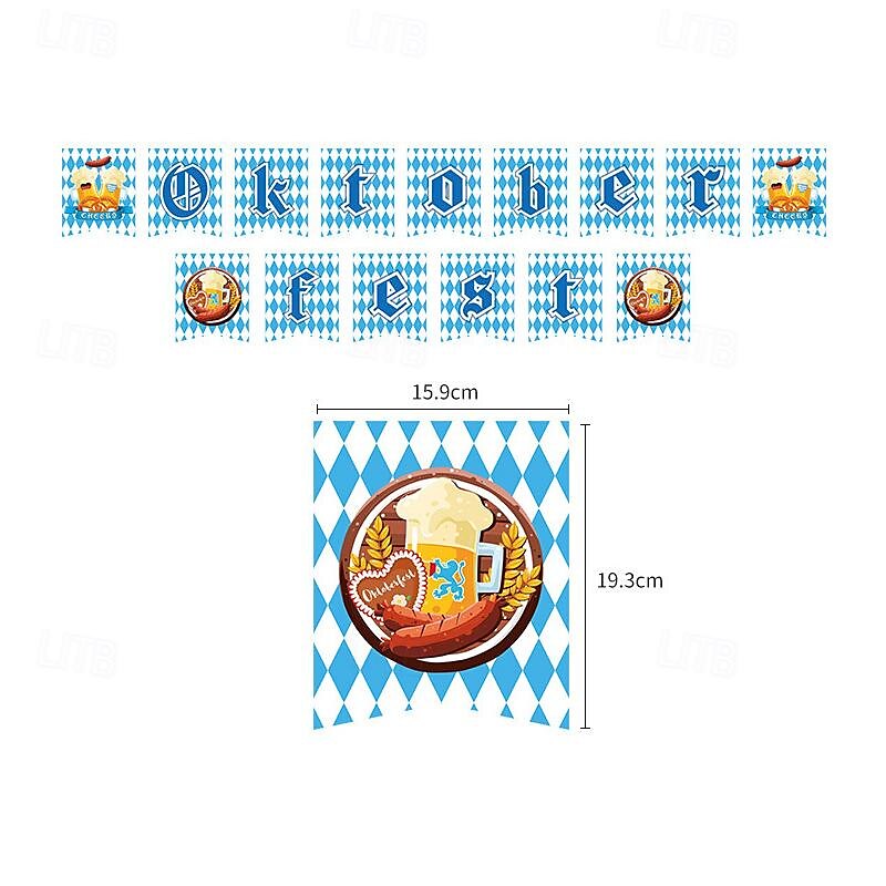 118 pezzi di forniture per festa dell'oktoberfest 16 pezzi 9 piatti piani 16 pezzi 7 piatti da dessert 16 tazze 1 tovaglia 20 tovaglioli per il pranzo 1 striscione e 48 pezzi coltello forchetta e del 2025 a $26.99 –P2