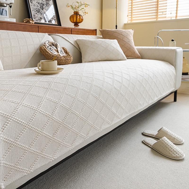 sofa cushion Waffle Four Seasons Universal Sofa Cushion Chenille Non slip Simple Sofa Cushion Solid Color Sofa Cover 2025 - $23.99 –P4