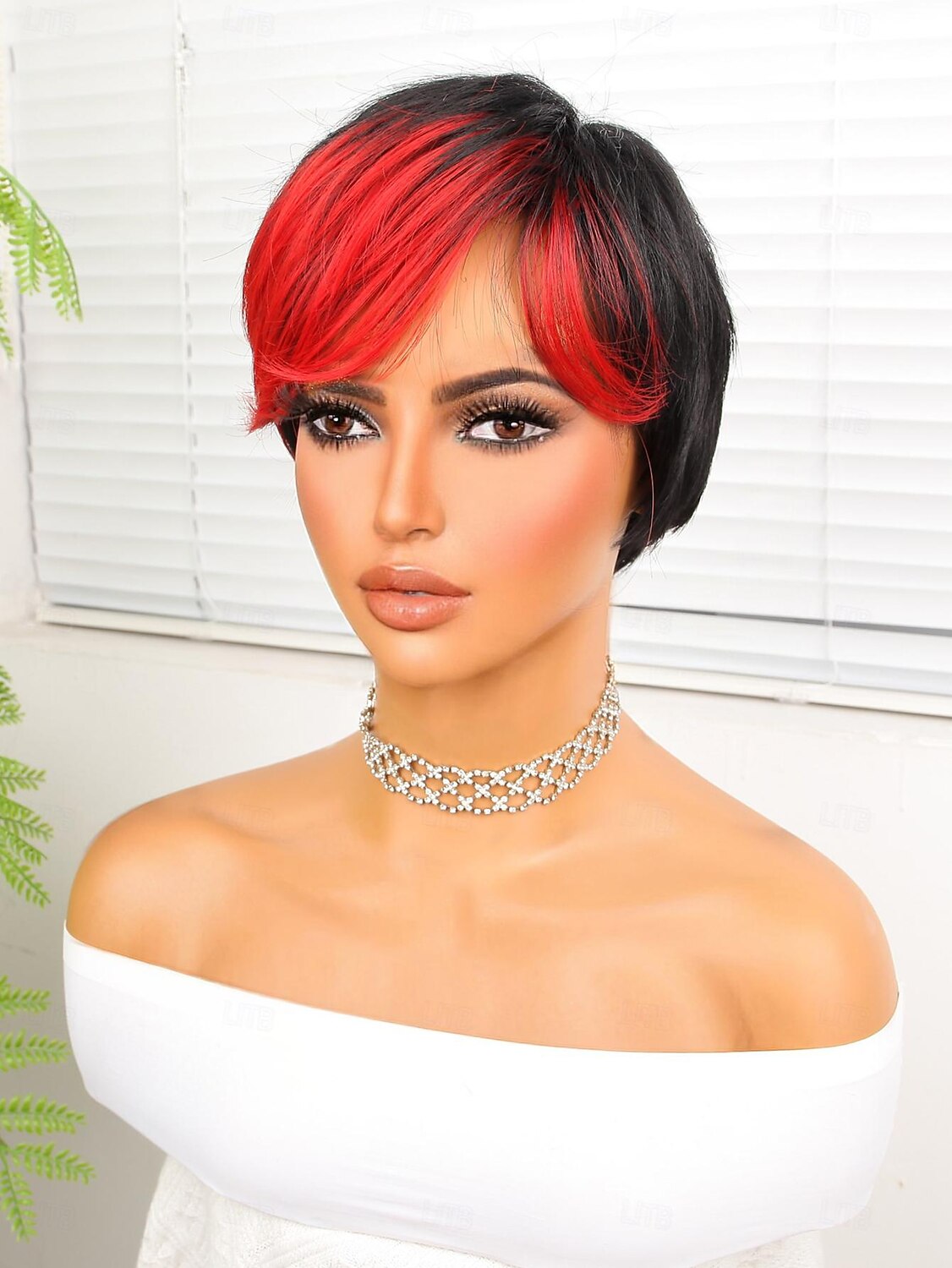Synthetische pruiken Natuurlijk recht Korte bob Zijdeel Pruik 8 Zwart / Rood Synthetisch haar Dames Gemengde Kleur 2025 - $18.49 –P4