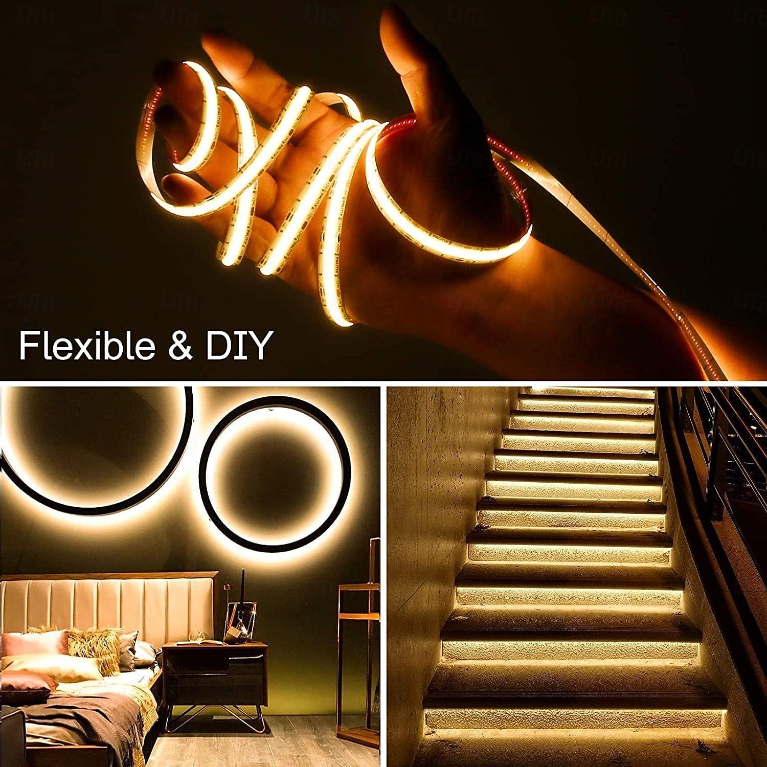 COB LED Strip Light White CCT 608LED/M Ultra Bright 10-33 ft Dimmable 2700K-6500K 24V LED Strip with RF Controller and Power Supply Suitable for DIY Lighting of Cabinets Bedrooms Kitchens Mirrors 2025 - $37.31 –P8