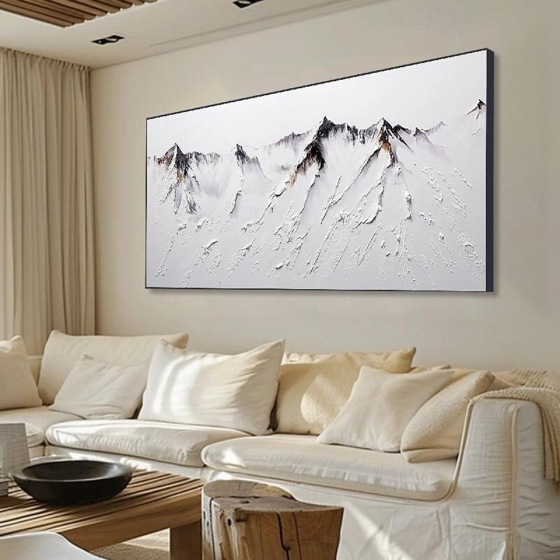 3D-Ölgemälde mit Bergmotiv, handgemalt, dickes Strukturölgemälde, beige-weißes Gemälde auf Leinwand, abstraktes strukturiertes Ölgemälde für Wandkunst, Gemälde für Wohnzimmer 2025 - $75.99 –P6