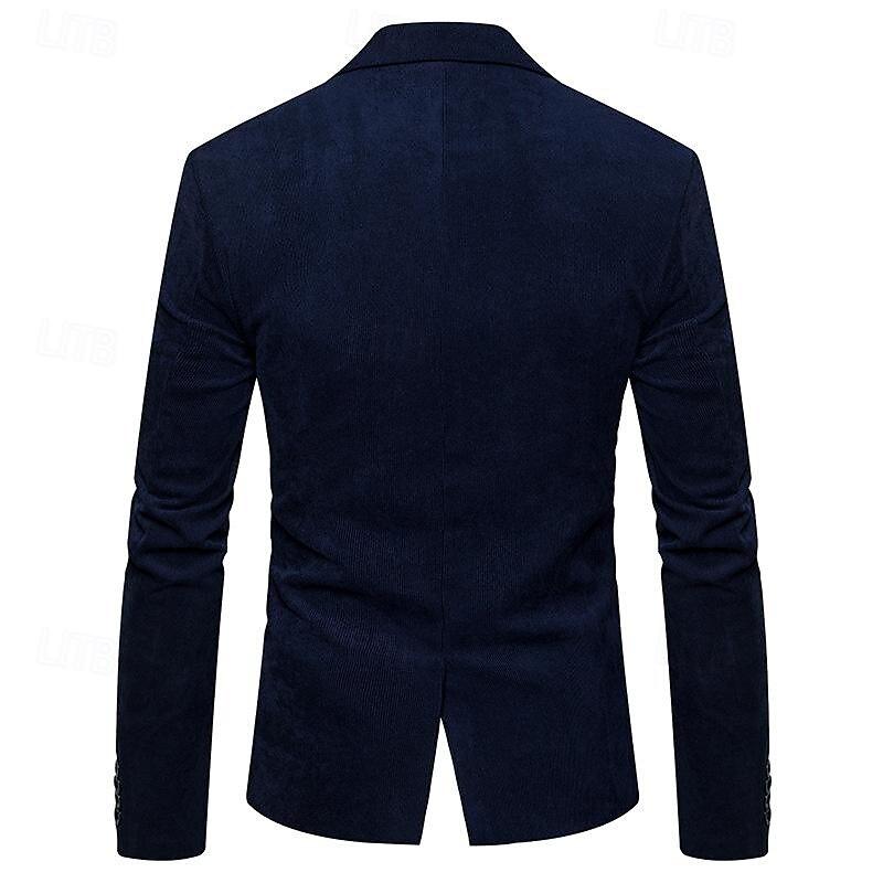 Hombre chaqueta Negocio Fiesta de Cóctel Fiesta de Boda Moda Casual Primavera & Otoño Pana Plano Botón Bolsillo Cómodo Botonadura Simple Chaqueta de sport Burdeos Azul Marino Color Caquí 2025 - $44.99 –P10
