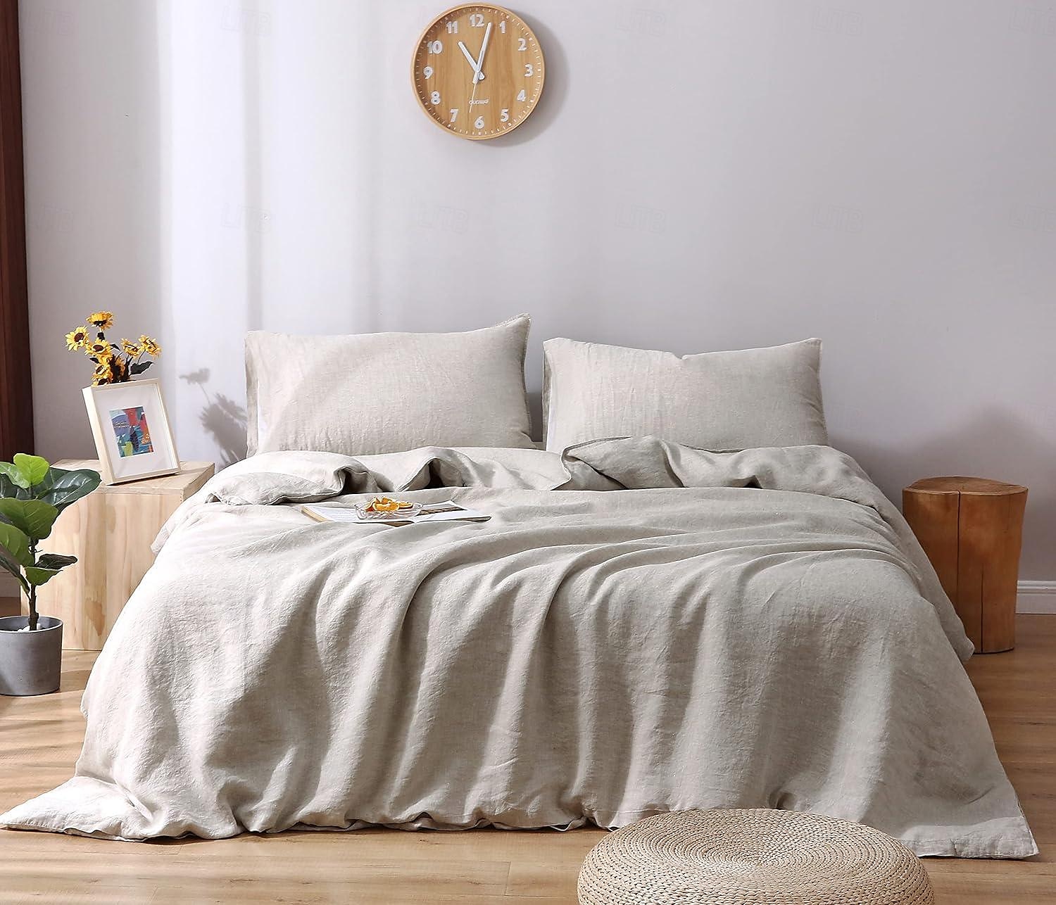 Cotton Duvet Cover 100% Linen Coconut White Duvet Cover Queen Size, Soft and Breathable Queen Duvet Cover Set for All Season 2025 - $50.99 –P12