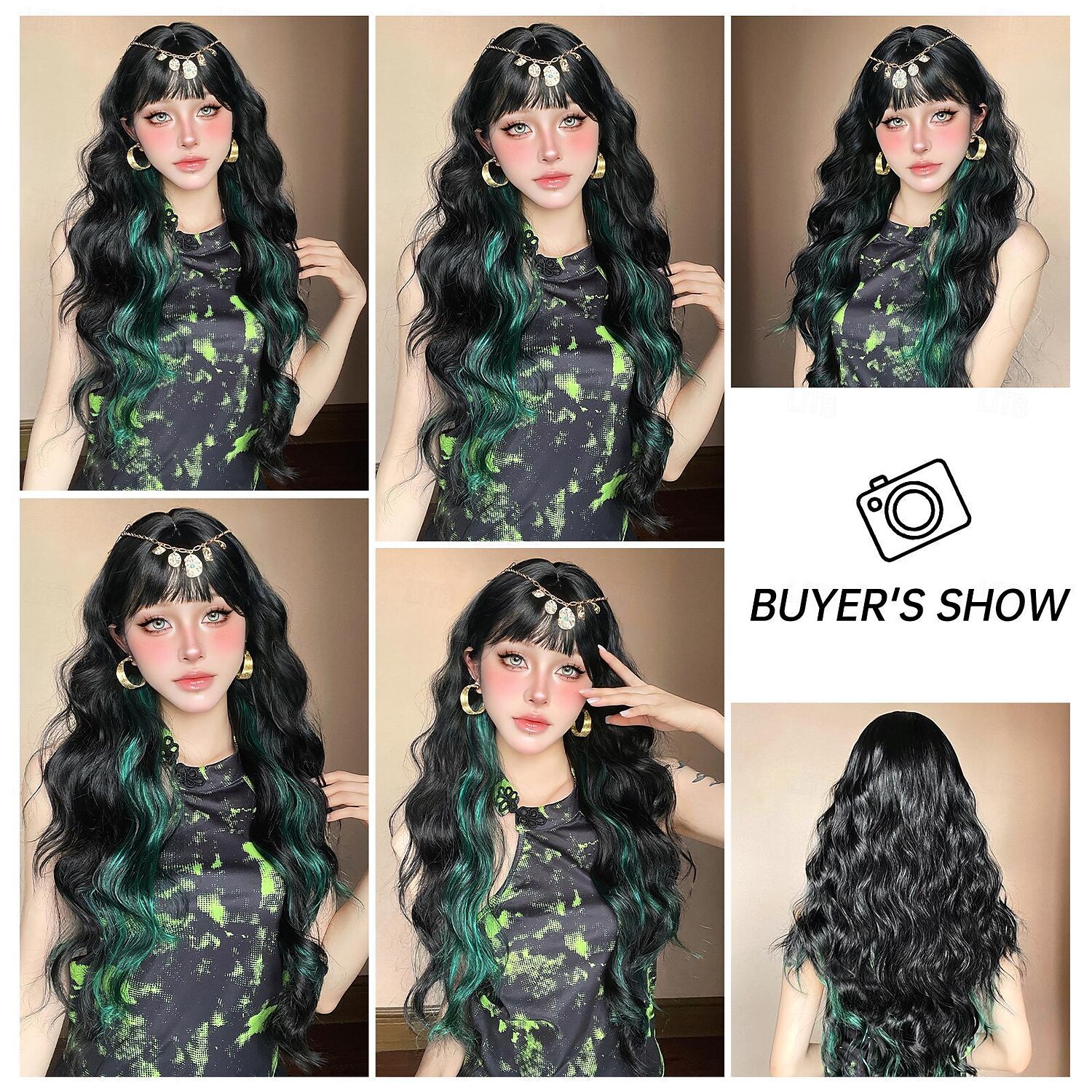Synthetische pruiken Uniformen carrière Kostuums Prinses Gekruld Golvend Middelste stuk Gelaagd kapsel Machinegemaakt Pruik 71.1 cm Zwart / groen Synthetisch haar Dames Cosplay Feest Modieus Zwart 2025 - $25.99 –P3