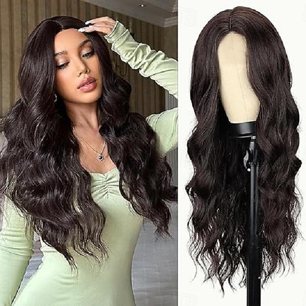 Perruque Longue Ondulée pour Femmes Perruque Cheveux Bouclés avec Partie Centrale Perruques Longues Synthétiques Halloween Cosplay Fête de 2025 ? $18.99 –P5