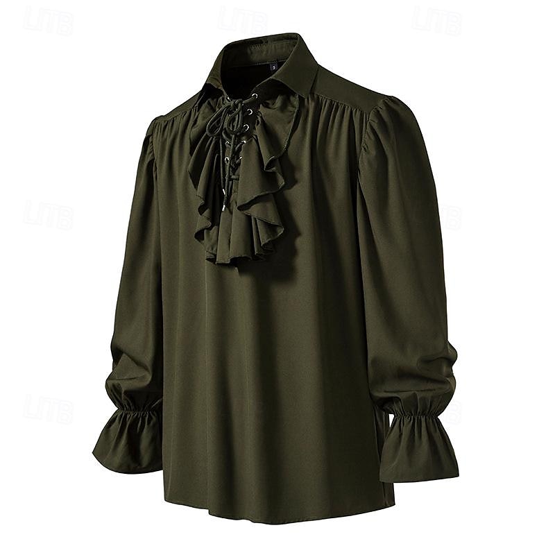Punk og gotisk Kostymer i middelalderstil Renessanse Bluse / Skjorte Pirat Knekt Helfarge Kostyme Herre Pirat fantasi Royal Maskerade Ytelse Fest Maskerade Voksne Trøye 2026 - $12.49 –P13