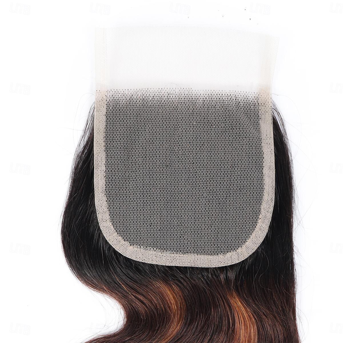 t1b-4/30# piano väri brasilialaiset hiukset suorat hiukset 3 nippua pitsikiinnikkeellä remy hiukset kudos nippu tarjoukset 4x4 pitsiosakiinnitys 2025 - $226.09 –P6