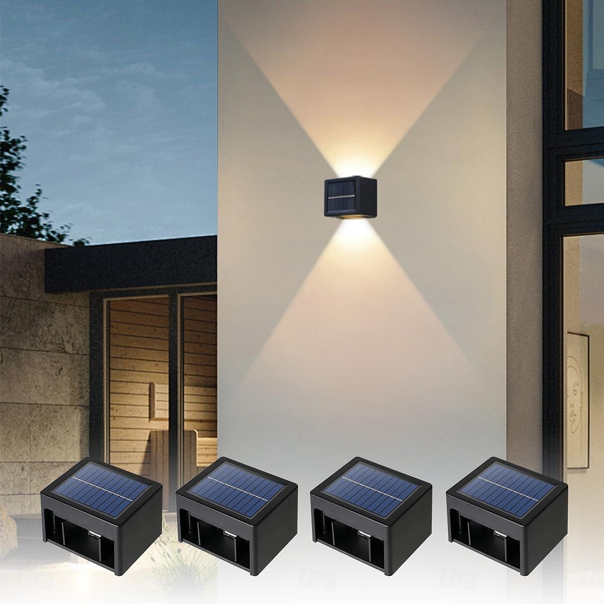 Luces de pared solares exteriores a prueba de agua luces LED alimentadas por solar viga ajustable de arriba hacia abajo al aire libre a prueba de agua para porche patio jardín muro de contención 2026 - $25.99 –P2