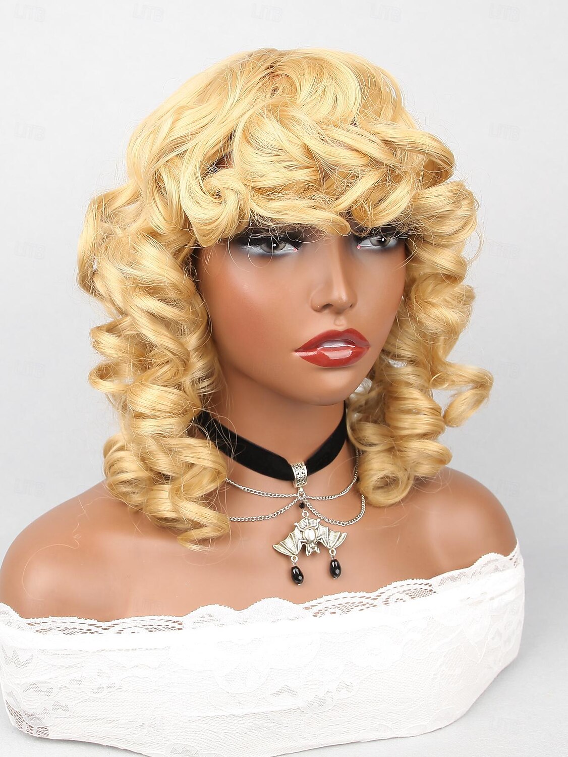 Syntetické paruky Deep Curly Elegantní ofina Paruka 14" Zlatavá Umělé vlasy Dámské Blonďatá 2025 - $28.99 –P3