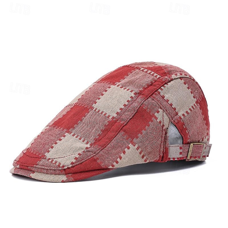 Pánské PLacatá čepice Klobouk Ascot Novinářský klobouk Fialová Rubínově červená Polyester Módní Na běžné nošení ulice Denní Pléd Nastavitelná Proti sluci Prodyšné 2025 - $8.99 –P6