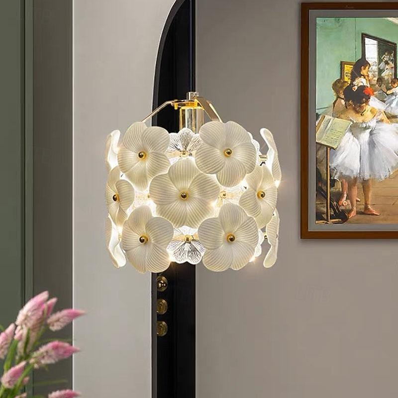 Luz pendente estilo francês flor romântica lâmpada corpo cristal/abajur de vidro luz suspensa 80in luminárias de fio pendente ajustável teto alto para quarto sala de estar luminária pendente de 2026 por $172.99 –P5