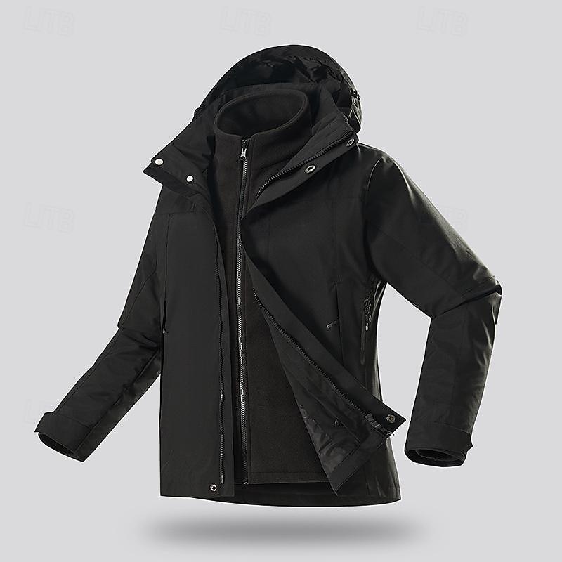 Homens Jaqueta de Trilha Jaqueta de Chuva Jaqueta Hardshell Inverno Ao ar livre Bloco de cor Térmico / Quente A Prova de Vento Impermeável Jaquetas 3-em-1 Jaqueta corta-vento Viajar Preto Branco de 2025 por $74.99 –P4