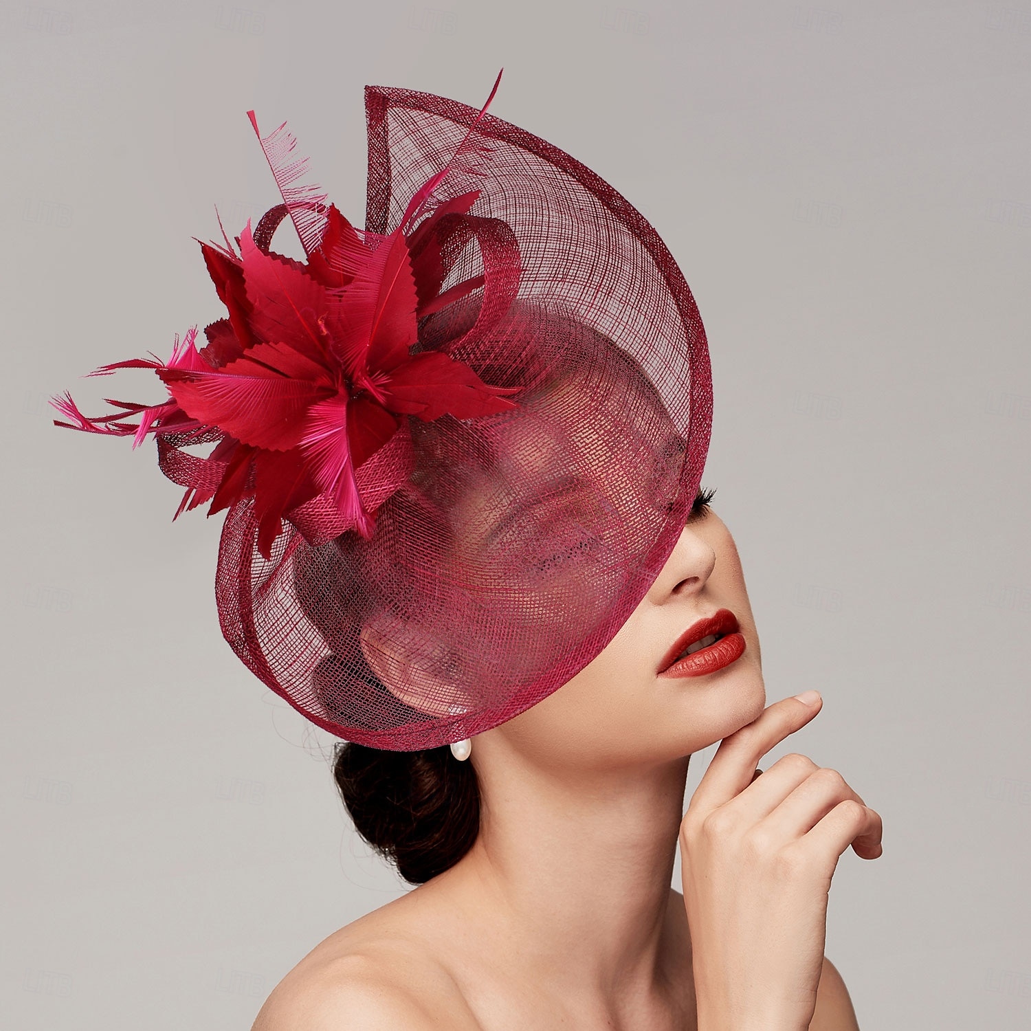 Copricapo con piume rete cappello piatto matrimonio corsa ippica giornata delle donne Melbourne Cup con copricapo in piume accessorio per la testa abbigliamento da gara 2025 del 2025 a $50.99 –P1