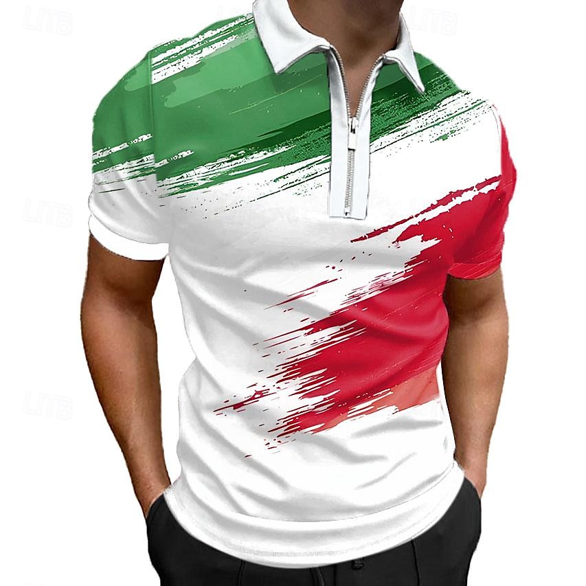 Hombre Bandera italiana Camisetas polo con cremallera Camiseta de golf Manga Corta Camisas de polo Camisas con cuello Casual Ropa de calle Ropa de vacaciones Trajes de fiesta Impresión 3D Polo con 2026 - $23.99 –P6
