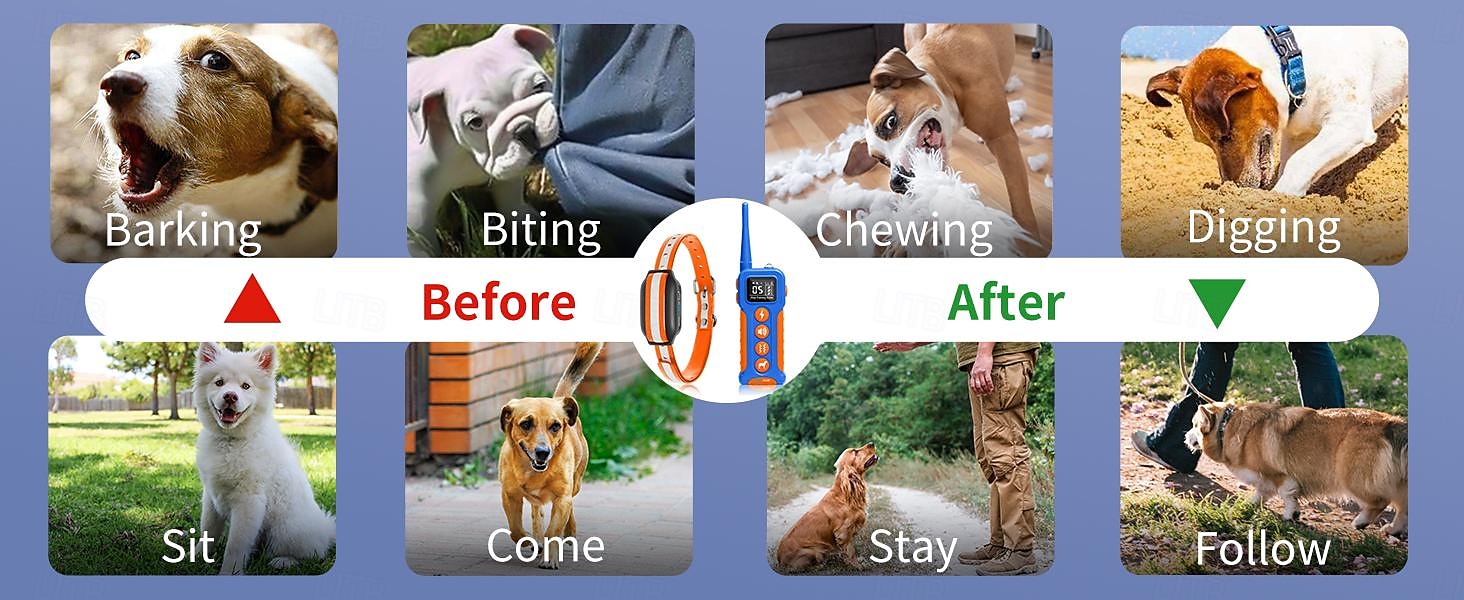 2025年 犬の訓練用首輪、調節可能なビープ音、振動ショック、防水機能付き、犬用吠え防止首輪 &大型中型犬用 LED 首輪 リモート首輪 3300 フィート プロフェッショナル犬用首輪  コレクション – $77.99 –P4