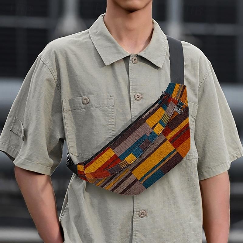 Vibrant Geometric Pattern Fanny Pack – Multicolor Waist Bag for Outdoor Adventures and Festival Wear 2025 - $18.99 –P1