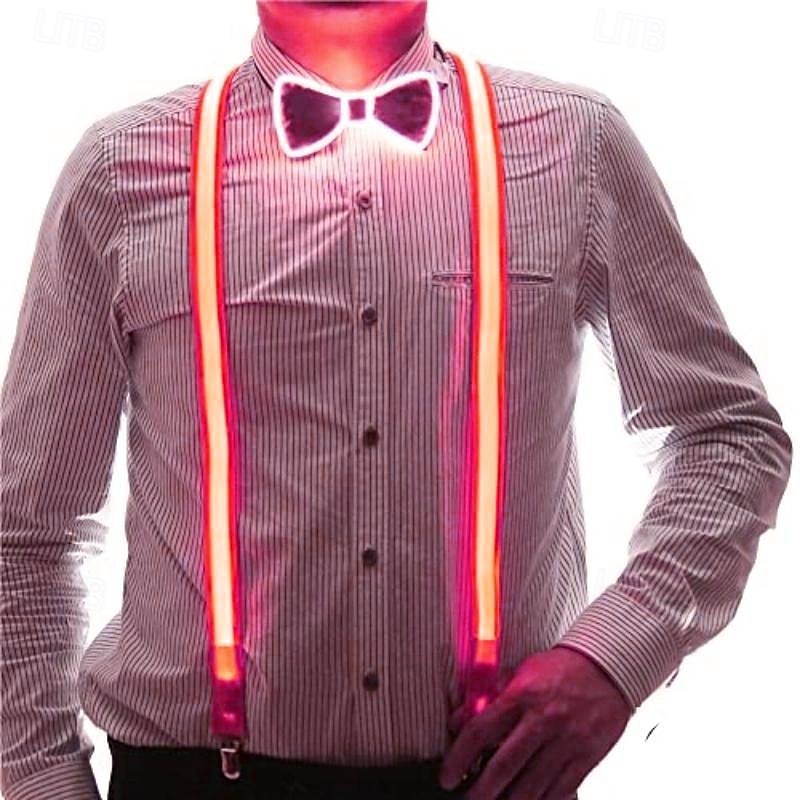 1 conjunto de gravata borboleta com led brilhante, conjunto para festa masculina, halloween, natal, casamento, festival, bar, decoração de festa de 2025 por $19.99 –P7