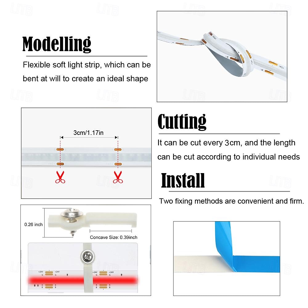 COB LED Strip Light White CCT 608LED/M Ultra Bright 10-33 ft Dimmable 2700K-6500K 24V LED Strip with RF Controller and Power Supply Suitable for DIY Lighting of Cabinets Bedrooms Kitchens Mirrors 2025 - $37.31 –P3