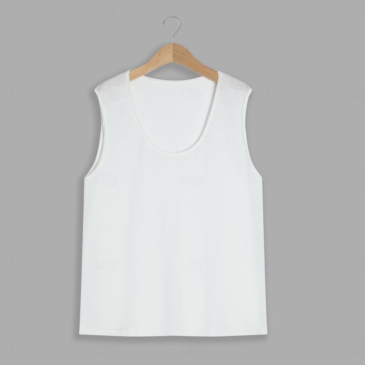 Herr Linne Väst Undertröjor Ärmlös tröja Ärmlös Djup U-hals Rund halsringning Sommar Slät Mode Klassisk Bekväm Crewneck Gata Ledigt Sport Vit Grön Mörkgrå Topp t-shirt för män 2025 - $13.99 –P4