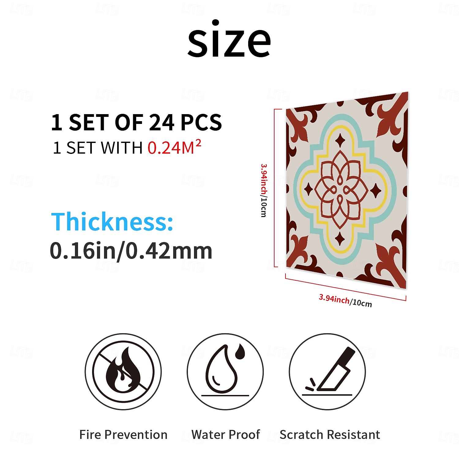 24 pegatinas de azulejos de estilo marroquí, calcomanías de pared de PVC con película de cristal engrosada, impermeables &Decoración de pared de azulejos retro extraíbles y a prueba de aceite para 2025 - $10.99 –P11