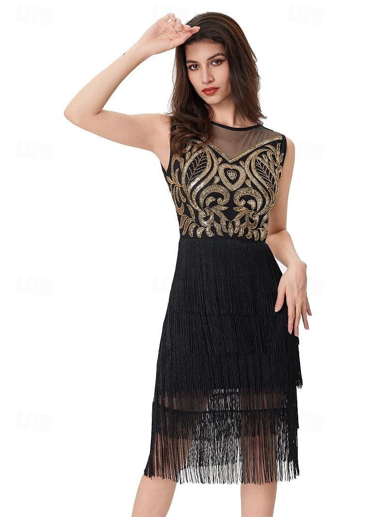 Retró Ordító 20-as évek 1920-as évek Flapper ruha Szerepjáték Jelmezek Felszerelések A nagy Gatsby Esküvői Vendég Flitter Rojt Női Karácsony Mindszentek napja Farsang Halloween Buli / Este Esküvői 2025 - $95.99 –P3