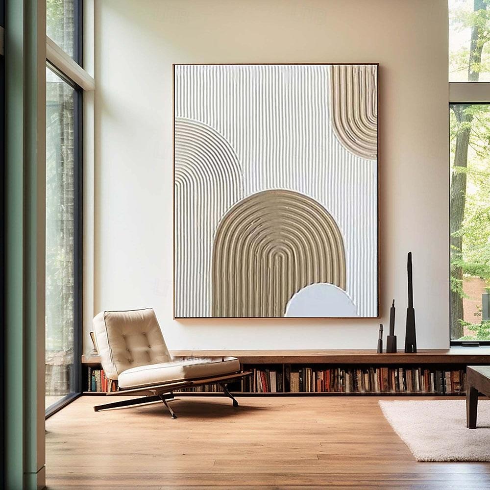 handgemachtes beiges Bogengemälde Wandkunst beige 3D minimalistisches Strukturgemälde beige minimalistisches Wandkunst ein Paar beige Gemälde neutrale Leinwandkunst 2025 - $116.99 –P7