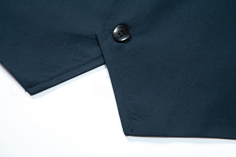 Hombre Chaleco Ropa Cotidiana Vacaciones Noche Vintage Moda Primavera & Otoño Botón Poliéster Cómodo Plano Botonadura Simple Escote en Pico Ajuste regular Negro Burdeos Azul Marino Oscuro Chaleco 2025 - $32.99 –P3