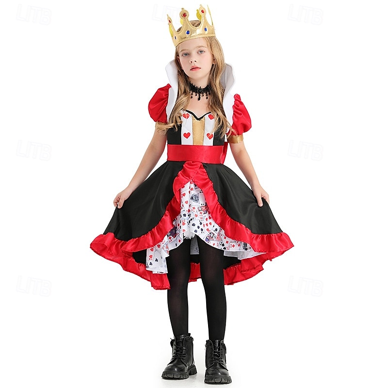 Alice in Wonderland Pohádka srdcová královna Červená královna Jed Halloween skupinové rodinné kostýmy Dětské Dospělé Dámské Dívčí Sexy kostým Výkon Večírek předvečer Všech svatých Karneval Plesov 2025 - $45.99 –P2
