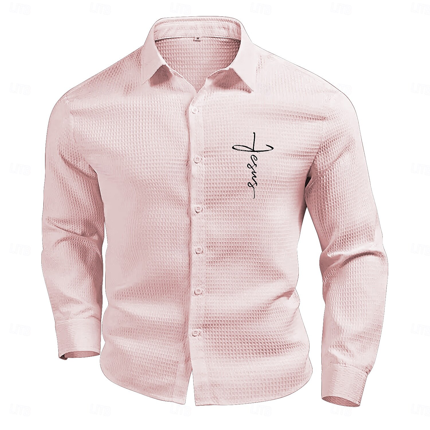 Per uomo Camicia a nido d'ape Camicia Estiva Camicia casual Camicia a maglia a nido d'ape Bianco Verde chiaro Rosa Grigio scuro Albicocca Manica Lunga Testurizzato Moda Collo ripiegato Vacanza Ferie del 2025 a $27.99 –P8