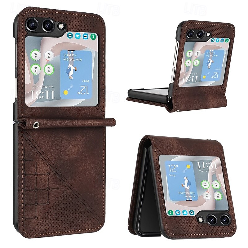2025年 電話 ケース 用途 サムスンのギャラクシー Zフリップ6 Z Flip 5 Z Flip 4 Z Flip 3 フリップカバー 耐衝撃 幾何学模様 PC PUレザー コレクション – $17.99 –P8