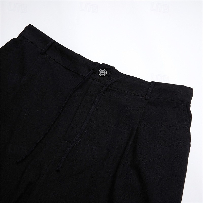 Voor heren Broek Zomerbroek Strandbroeken Trekkoord Breed Been Voorvak Effen Comfort Zacht Casual Dagelijks Modieus Streetwear Zwart Wit Micro-elastisch 2025 - $25.99 –P3