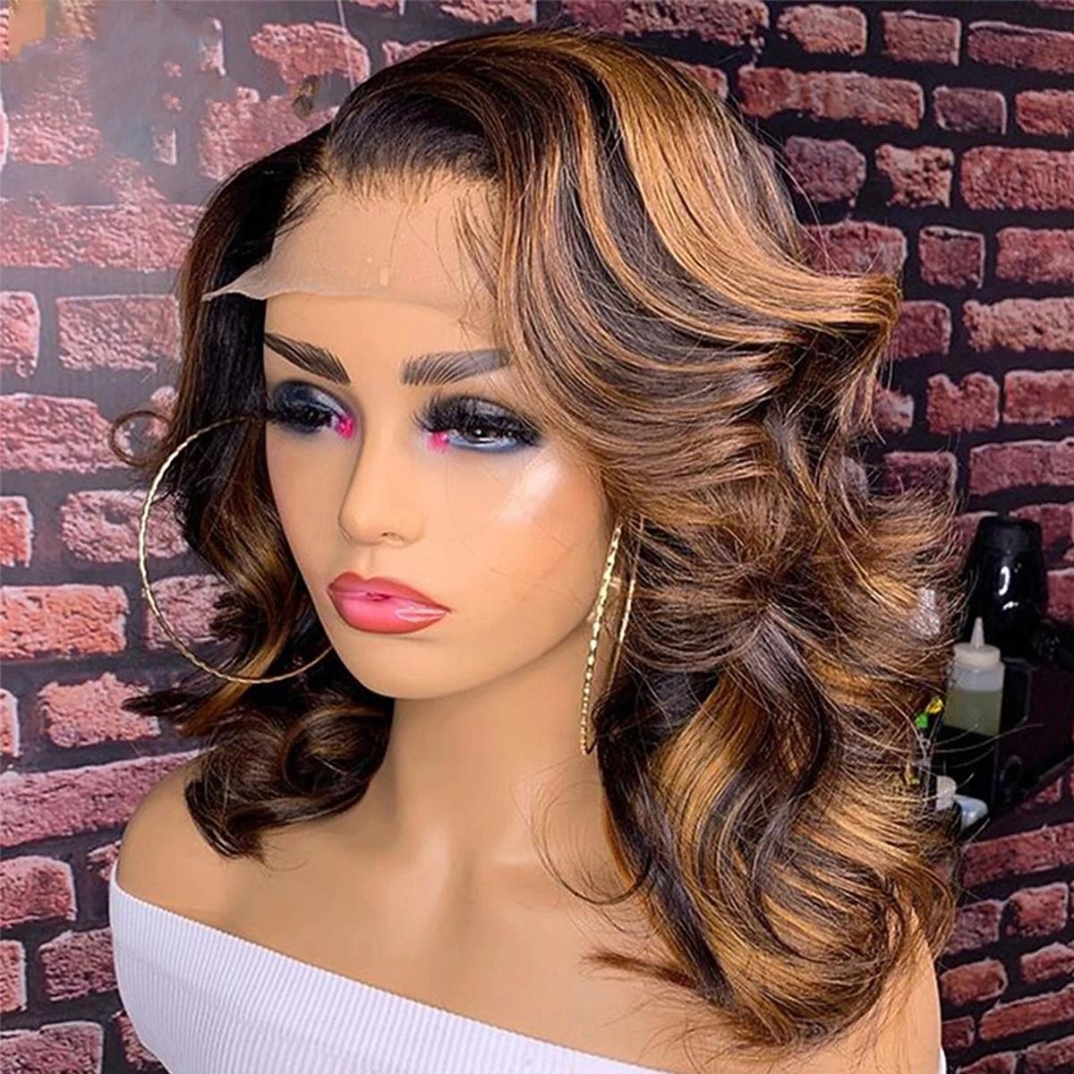 Ekte remy-hår 13x4 blonder foran Parykk Gratis del Brasiliansk hår Krop Bølge Flerfarvet Parykk 150% Hair Tetthet med baby hår limfrie Pre-Plucked Til parykker for svarte kvinner Lang Blondeparykker 2026 - $238.69 –P4