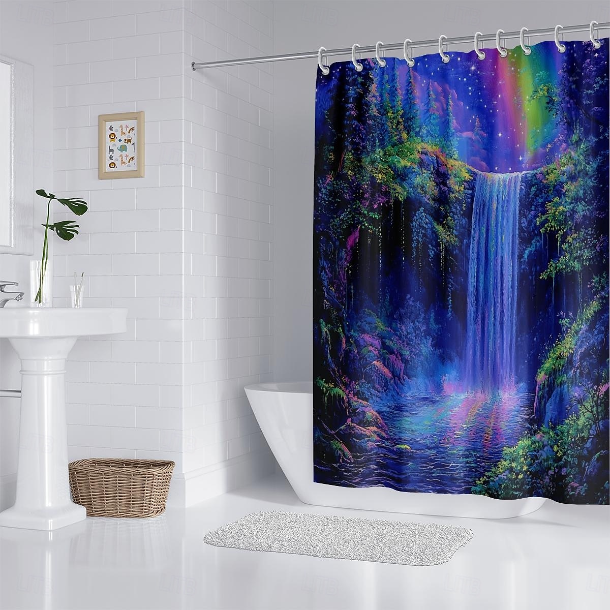 Shower Curtain with Hooks 180cm*180cm(70"*70") Polyester Washable Waterproof Forest Waterfall Pattern Bathroom Bathtub Decor 2025 - $19.99 –P2