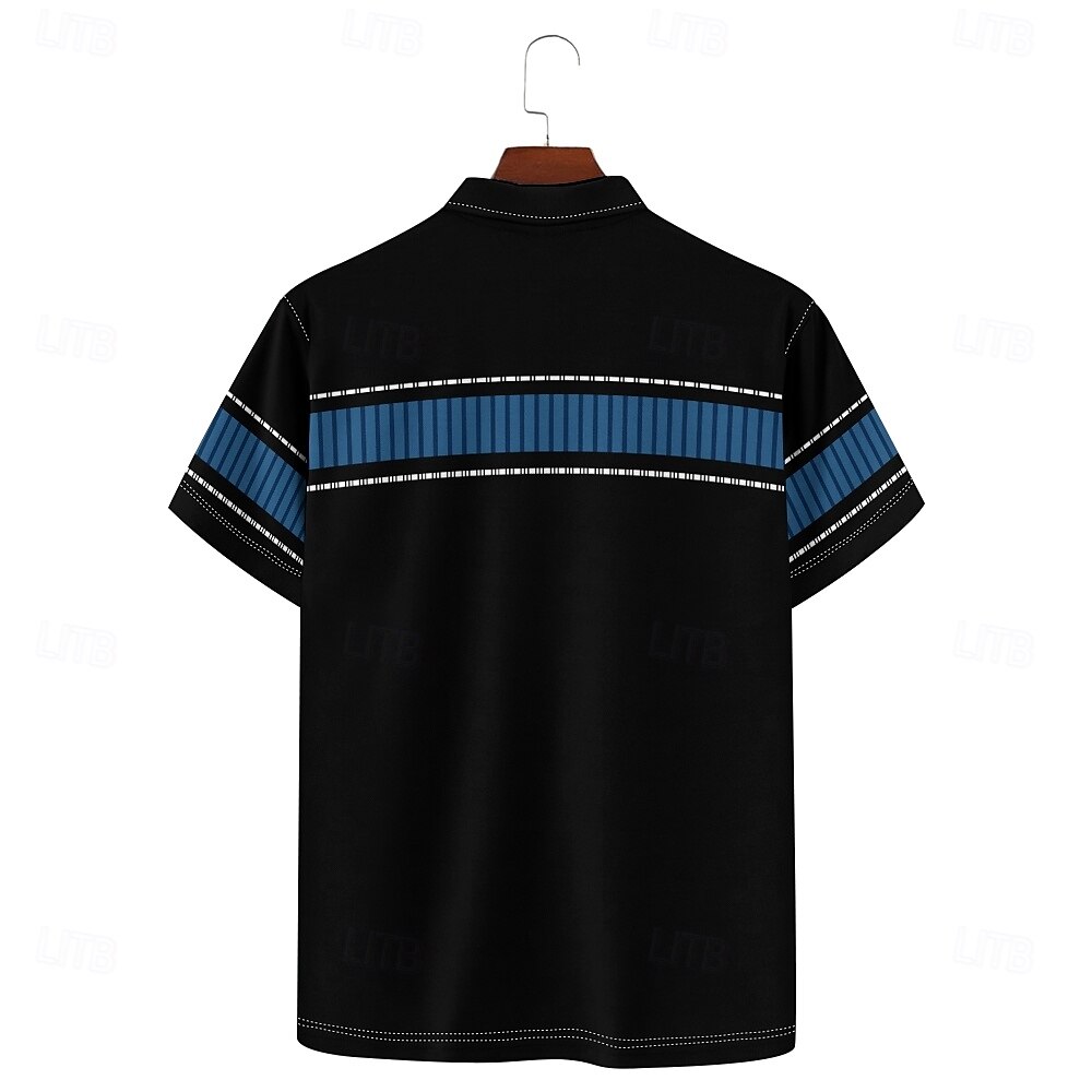 Business Casual Men's Polo Shirt Golf Polo Short Sleeve Holiday Daily Wear Spring & Summer Button 3D Print Collar Black Micro-elastic 95% Polyester 5% Spandex 2025 - $22.99 –P3