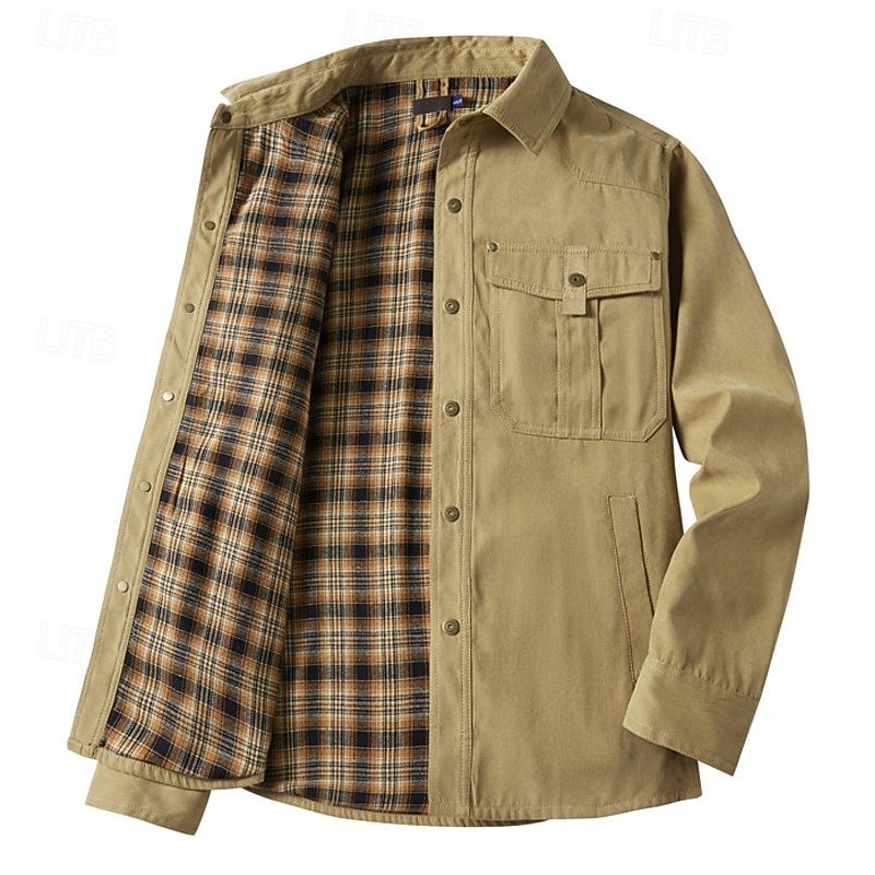 Per uomo Giacca da camionista Giacca pratica Giacca cargo Giornaliero Da mare Tenere al caldo Tasche Autunno inverno Liscio Di tendenza Classico Bavero Standard Nero Blu Marrone Verde Cachi Giacca del 2026 a $57.99 –P2