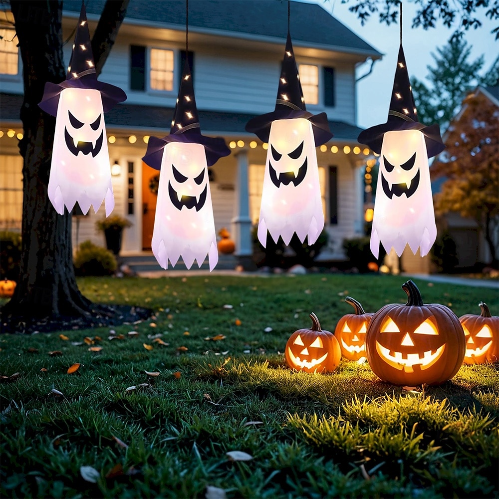Décorations d'Halloween à suspendre, fantômes éclairés, veilleuses LED pour extérieur et intérieur, pour patio, arbre, jardin, fête d'Halloween, décoration de la maison, 1/2/4/8 pièces de 2025 ? $7.99 –P2