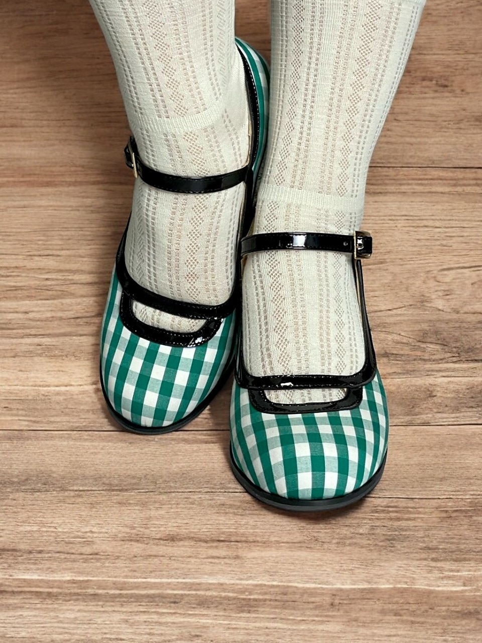 Dámské Podpatky Retro Mary-jane Práce Denní Pléd Barevné bloky Přezky Vysoký úzký Oblá špička Elegantní Vinobraní PU Látka Spona Černobílá bílá a zelená Červená 2025 - $54.99 –P3