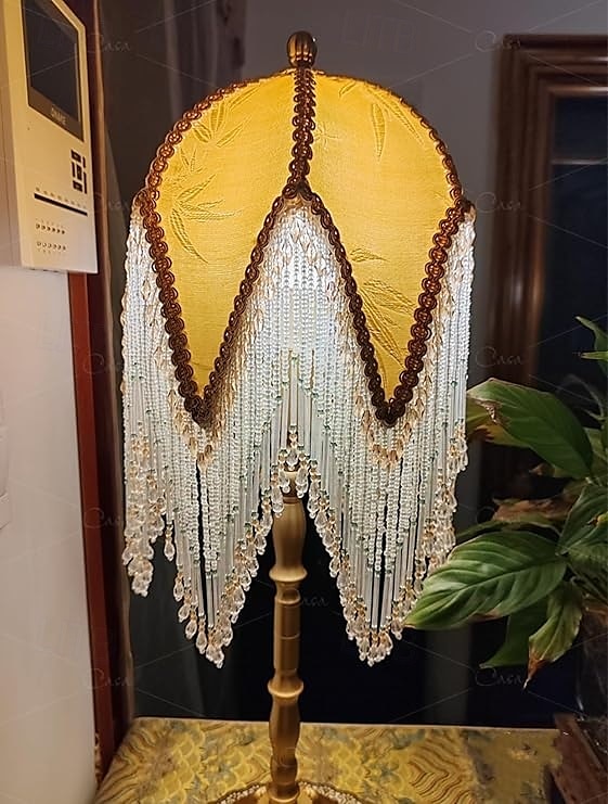 LED Table Lamp 3-Color Light Source Tassel Retro Fabric Bedside Lamp Premium Classic Victorian Style Nightstand Lamp with Beaded Fringe Trim for Bedroom Study 110-240V 2025 - $220.79 –P7