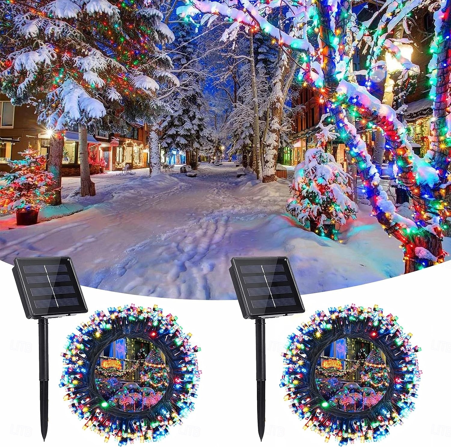 2025年 ソーラーパワーのカラフルなストリングライト 39.37フィート/12メートル 100個のLED付き 8つの照明モード 防水 屋外装飾 ハロウィン ガーデンパーティー 休日 ソーラーストリングライト 屋外 屋内装飾 1/2個  コレクション – $17.49 –P9