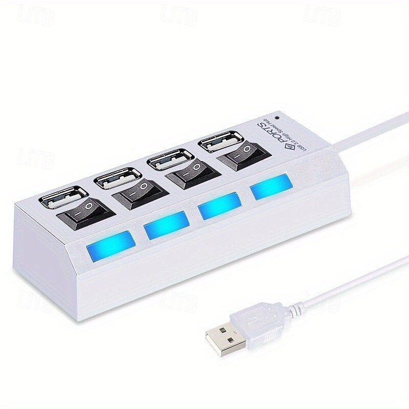4 Ports USB HUB 2.0 Adapter Expander Multi USB Splitter Multiple Extender with Independent Switches LED Indicator 2025 - $15.99 –P5