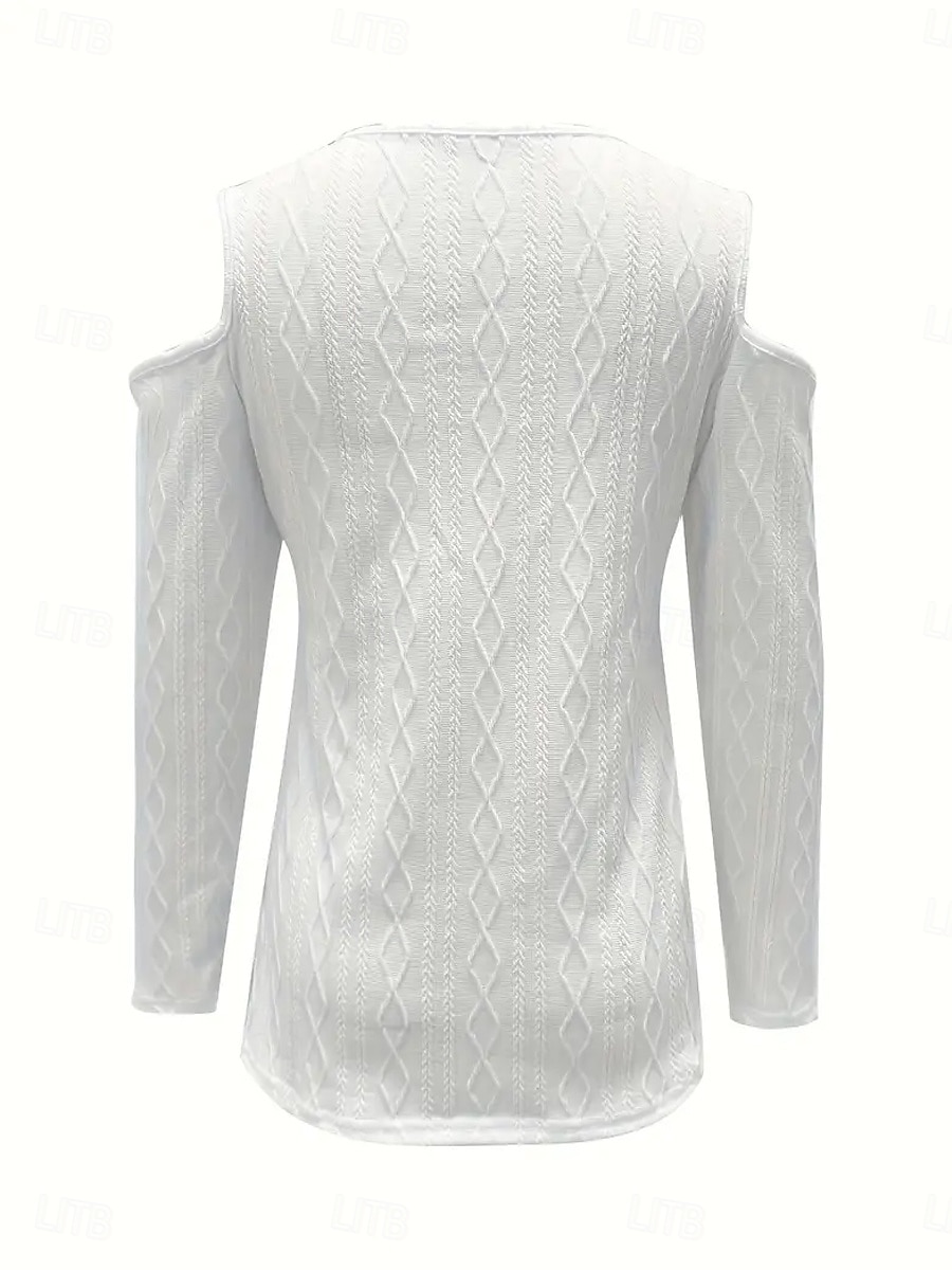 chemisier femme élégant moderne à manches longues hauts réguliers épaules dénudées travail quotidien noir blanc vert printemps automne de 2025 ? $27.99 –P4
